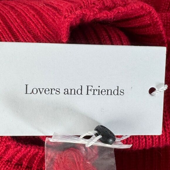 Lovers + Friends Arlington NWT Distressed Ripped Cold Shoulder Red Sweater Sz M - Picture 10 of 10